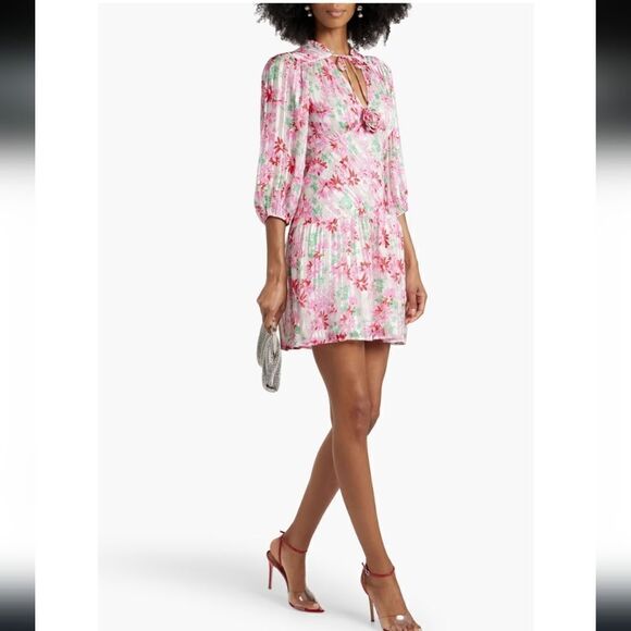 RIXO Devi metallic floral-print silk-blend jacquard mini dress - Picture 1 of 16